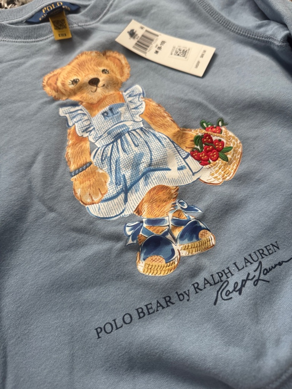 Ralph Lauren Light Blue Polo Bear Graphic Sweatshirt - Picture 3 of 4